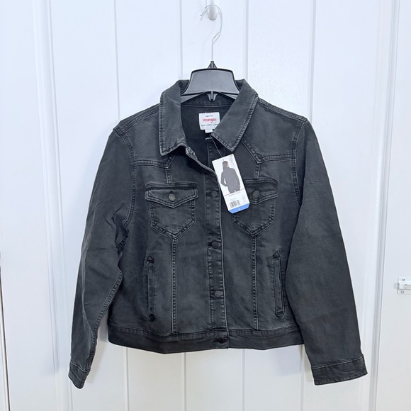 ❤️Wrangler Black Denim Jacket New Size L - Picture 9 of 9